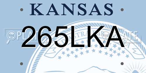 265LKA Kansas License Plate