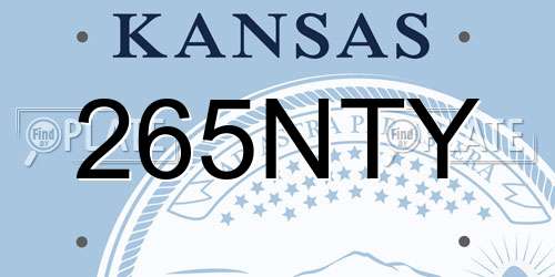265NTY Kansas License Plate
