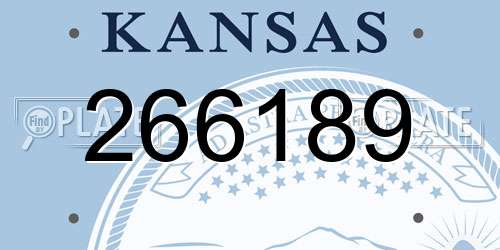 266189 Kansas License Plate