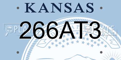 266AT3 Kansas License Plate