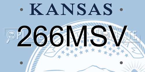 266MSV Kansas License Plate