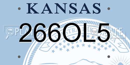 266OL5 Kansas License Plate