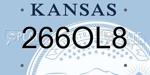 266OL8 Kansas License Plate
