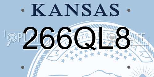 266QL8 Kansas License Plate