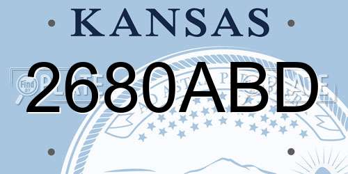 2680ABD Kansas License Plate