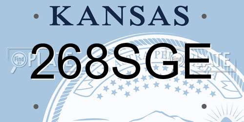 268SGE Kansas License Plate