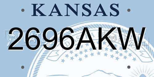 2696AKW Kansas License Plate