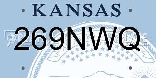 269NWQ Kansas License Plate