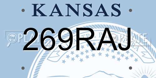 269RAJ Kansas License Plate