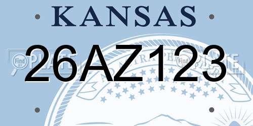 26AZ123 Kansas License Plate