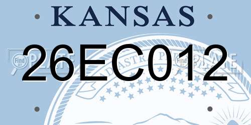 26EC012 Kansas License Plate
