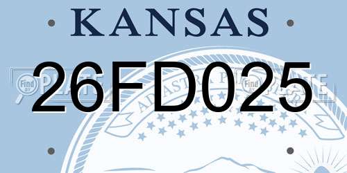 26FD025 Kansas License Plate