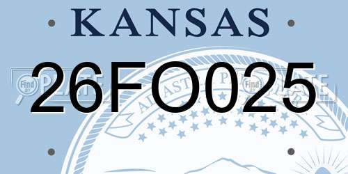 26FO025 Kansas License Plate