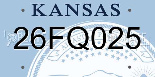 26FQ025 Kansas License Plate