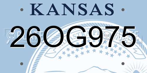 26OG975 Kansas License Plate