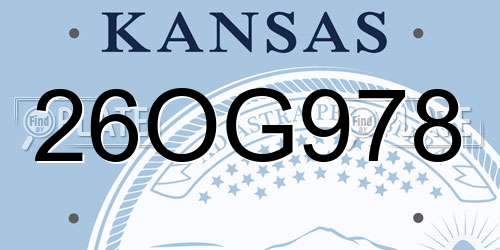 26OG978 Kansas License Plate