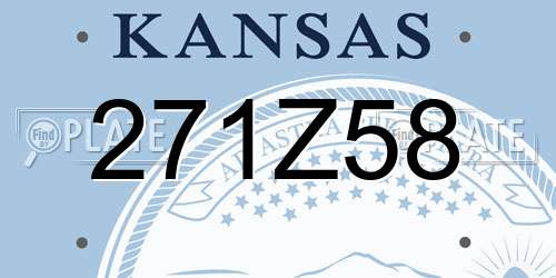 271Z58 Kansas License Plate