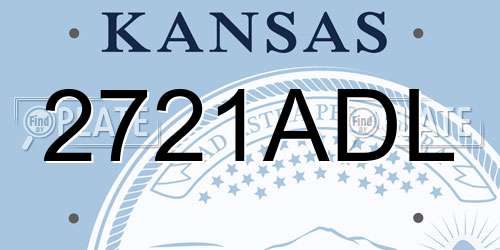 2721ADL Kansas License Plate