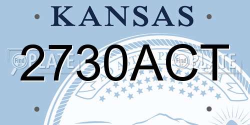 2730ACT Kansas License Plate