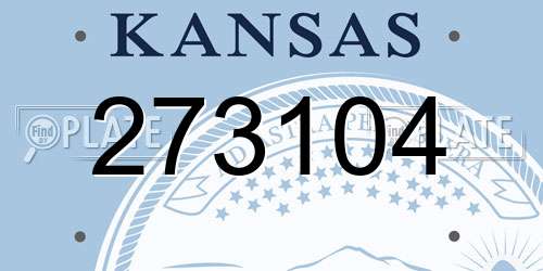 273104 Kansas License Plate