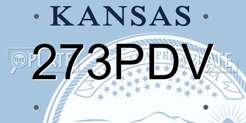 273PDV Kansas License Plate