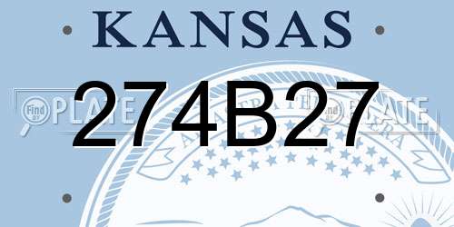 274B27 Kansas License Plate