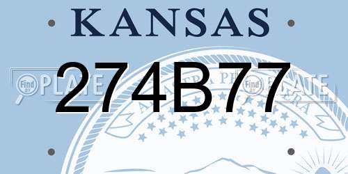 274B77 Kansas License Plate