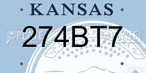 274BT7 Kansas License Plate