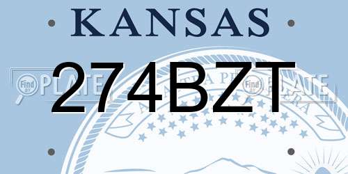 274BZT Kansas License Plate