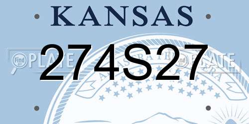 274S27 Kansas License Plate
