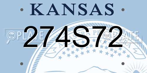 274S72 Kansas License Plate