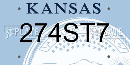274ST7 Kansas License Plate