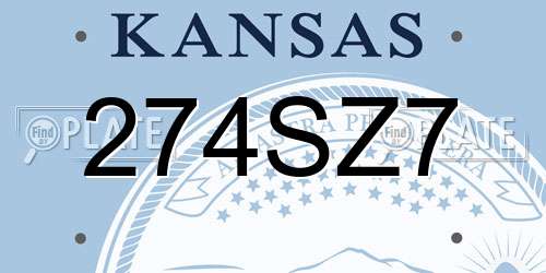 274SZ7 Kansas License Plate