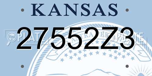 27552Z3 Kansas License Plate
