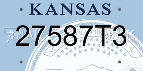 27587T3 Kansas License Plate