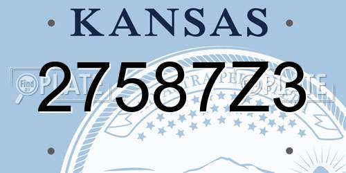27587Z3 Kansas License Plate