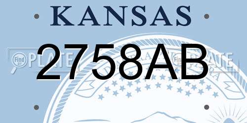 2758AB Kansas License Plate