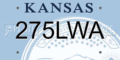 275LWA Kansas License Plate