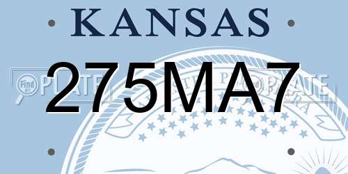 275MA7 Kansas License Plate