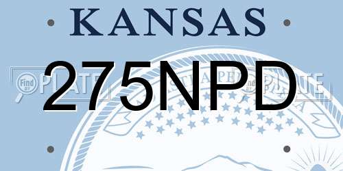 275NPD Kansas License Plate