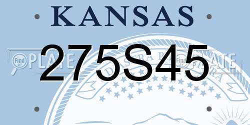 275S45 Kansas License Plate