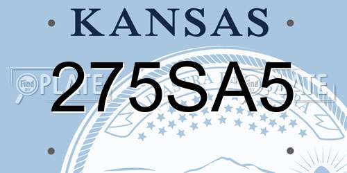 275SA5 Kansas License Plate