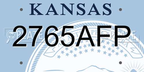 2765AFP Kansas License Plate
