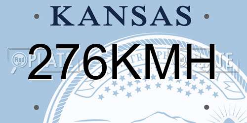 276KMH Kansas License Plate