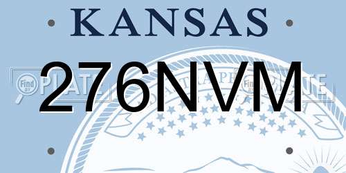 276NVM Kansas License Plate