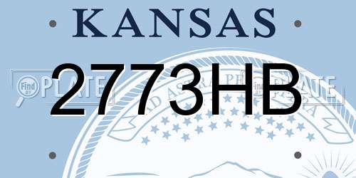 2773HB Kansas License Plate