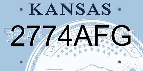 2774AFG Kansas License Plate
