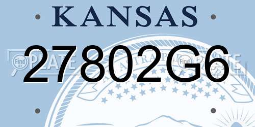 27802G6 Kansas License Plate