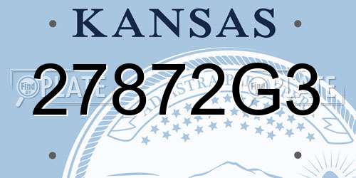 27872G3 Kansas License Plate