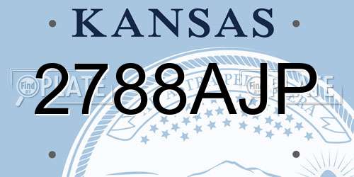 2788AJP Kansas License Plate
